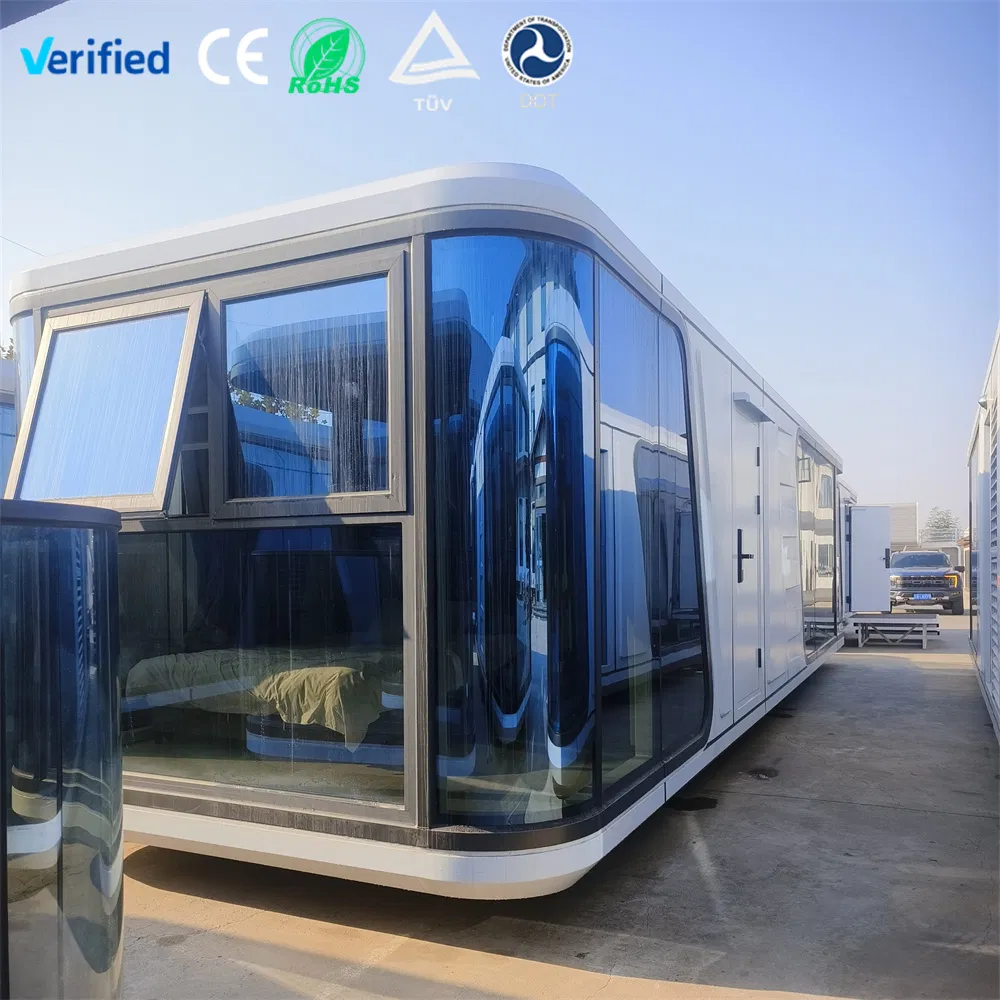 Casa cápsula moderna de lujo modular a prueba de fuego ecológica, casa prefabricada lista para dormir, cápsula espacial, casas prefabricadas para desarrollos hoteleros y turísticos