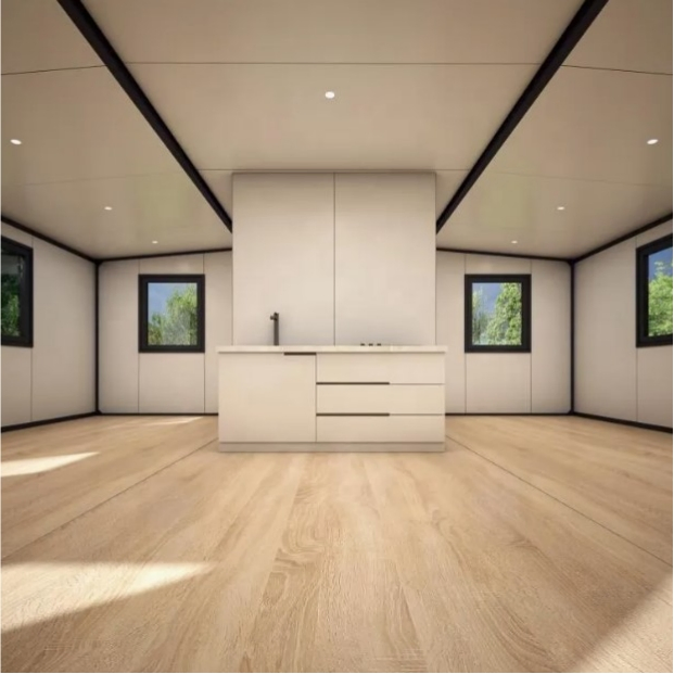 Residencia en un pueblo montañés remoto, albergue familiar modular de acero expandible en contenedor