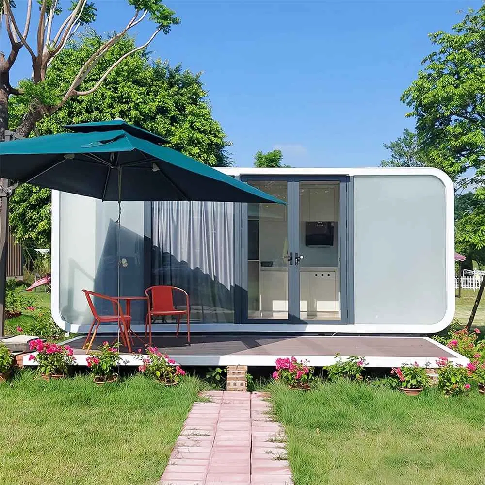 Instalación Rápida de Cabañas Módulares Prefabricadas en Forma de Manzana, Casa Contenedor Desmontable para Resort Turístico Hotel