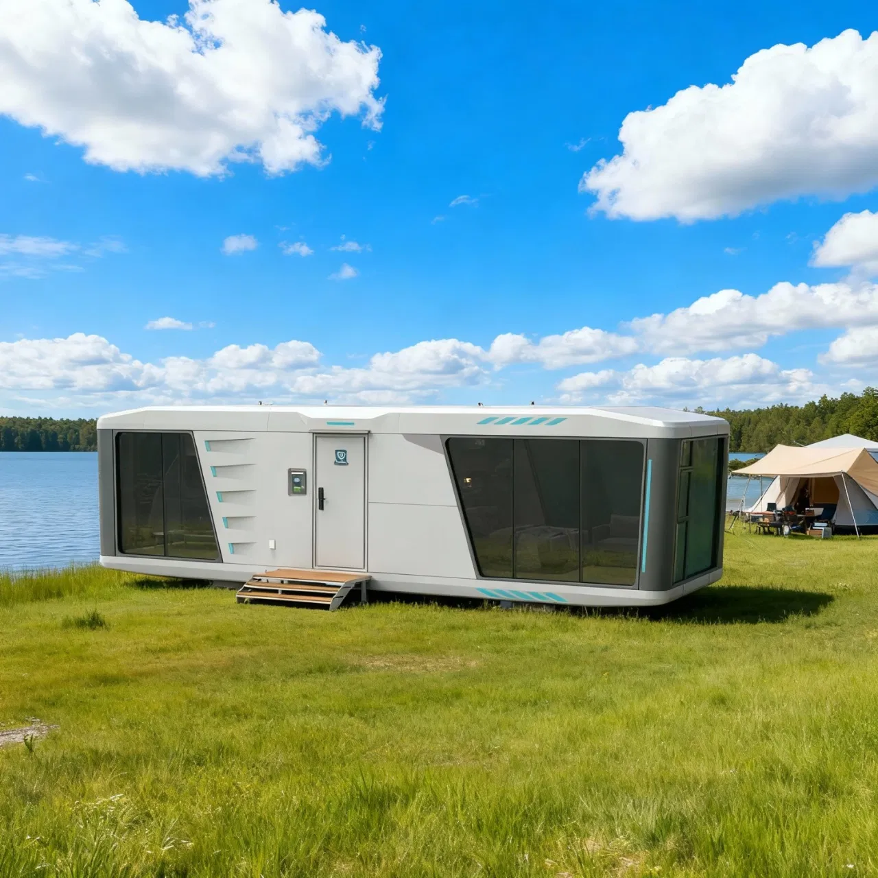 Cápsula espacial modular duradera y resistente a la corrosión para alojamiento en un resort isleño