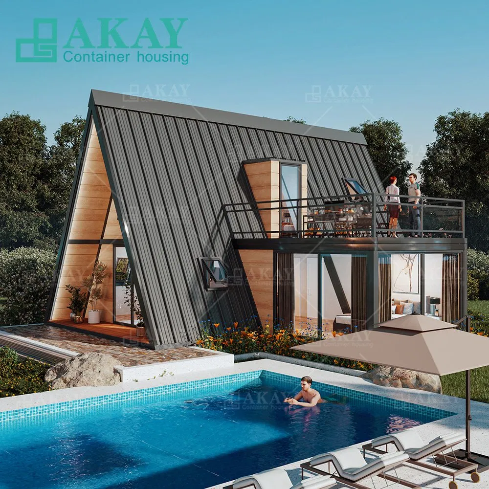 Casa Modular Prefabricada Casa en A Triangular de Alta Gama Instalación Rápida Contenedor Villa Prefabricada con Terraza