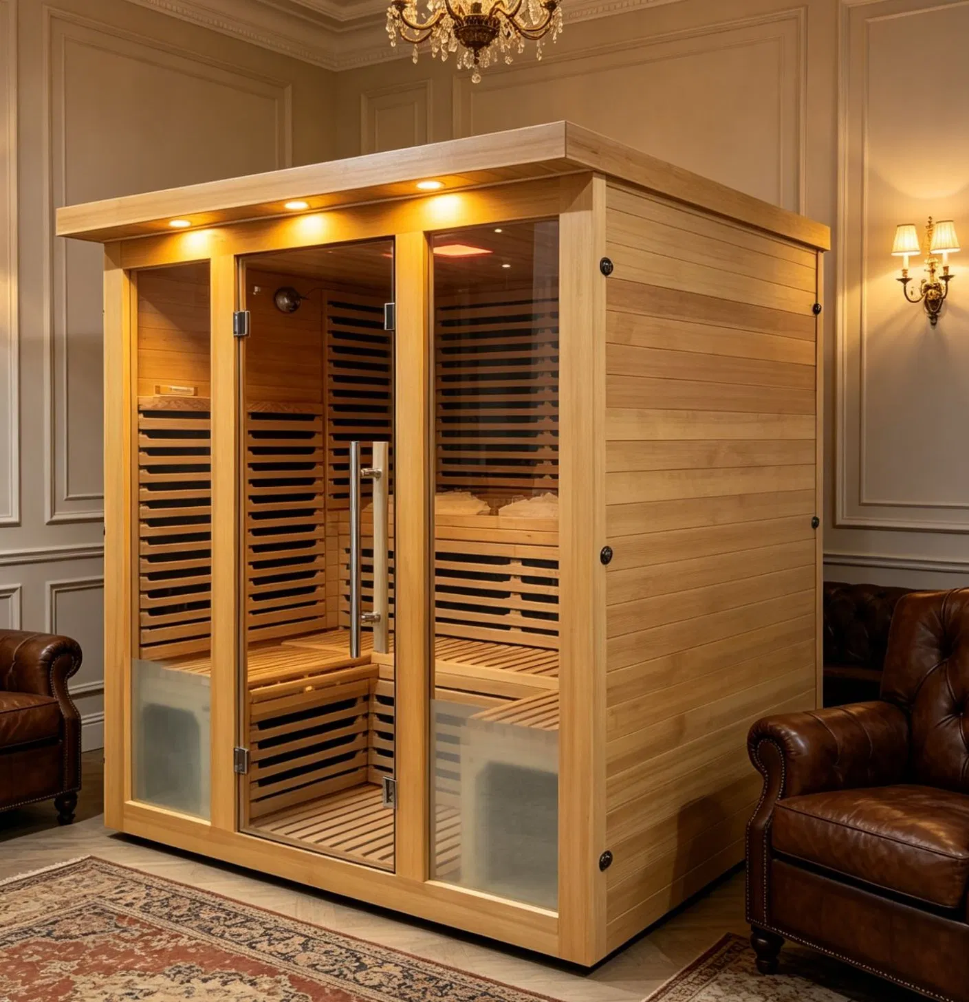 Sala de sauna de farinfra rojo innovadora, experiencia de spa resort