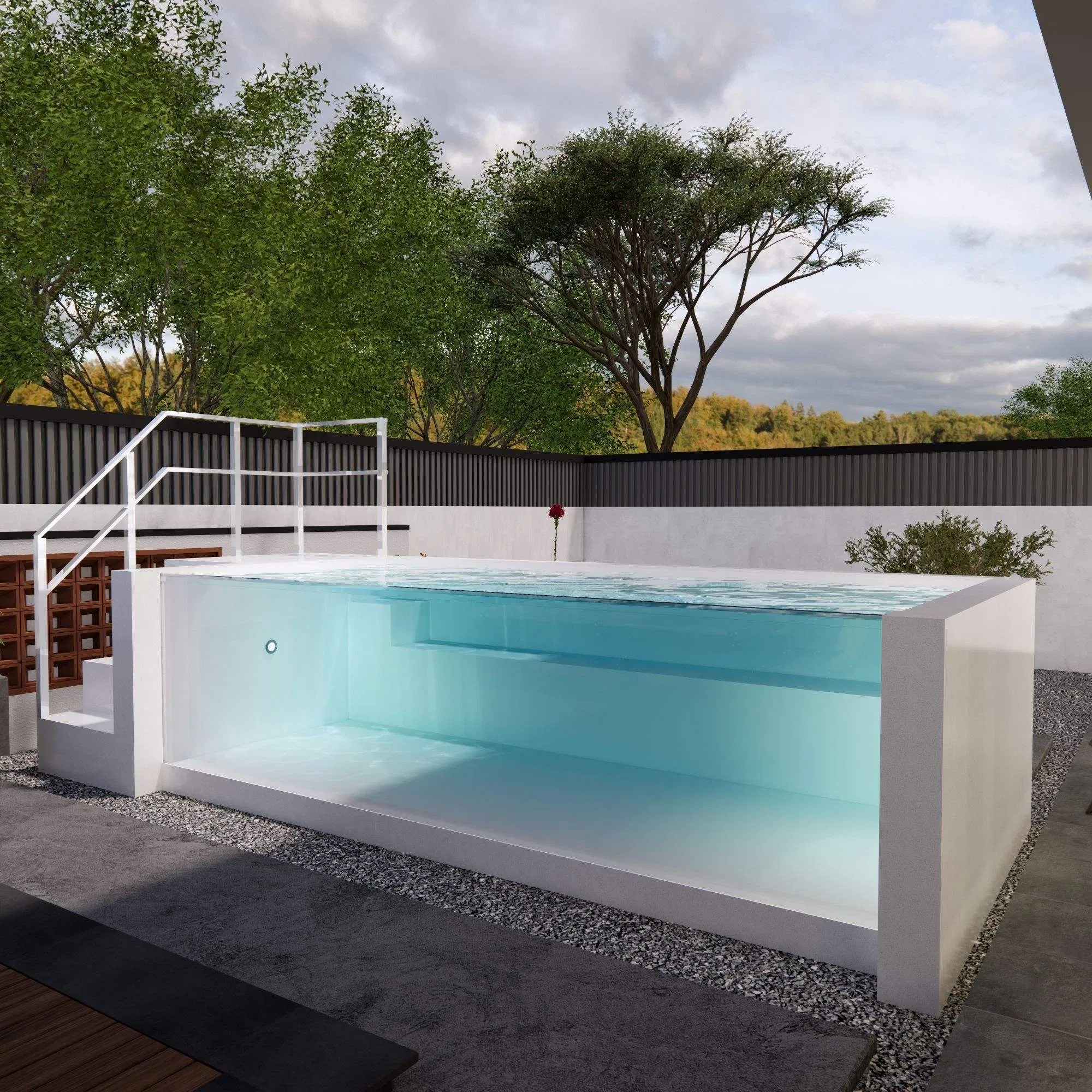 Gran Jardín Patio Resort Piscina Acrílica Transparente Modular Prefabricada de Fibra de Vidrio SPA Nadar Rectangular Piscina de Natación