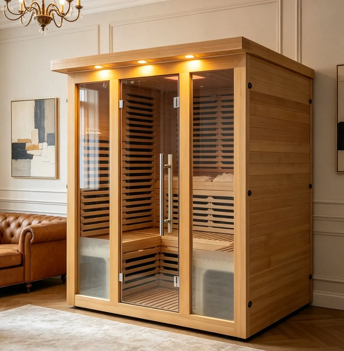 Sala de sauna de farinfra rojo innovadora, experiencia de spa resort