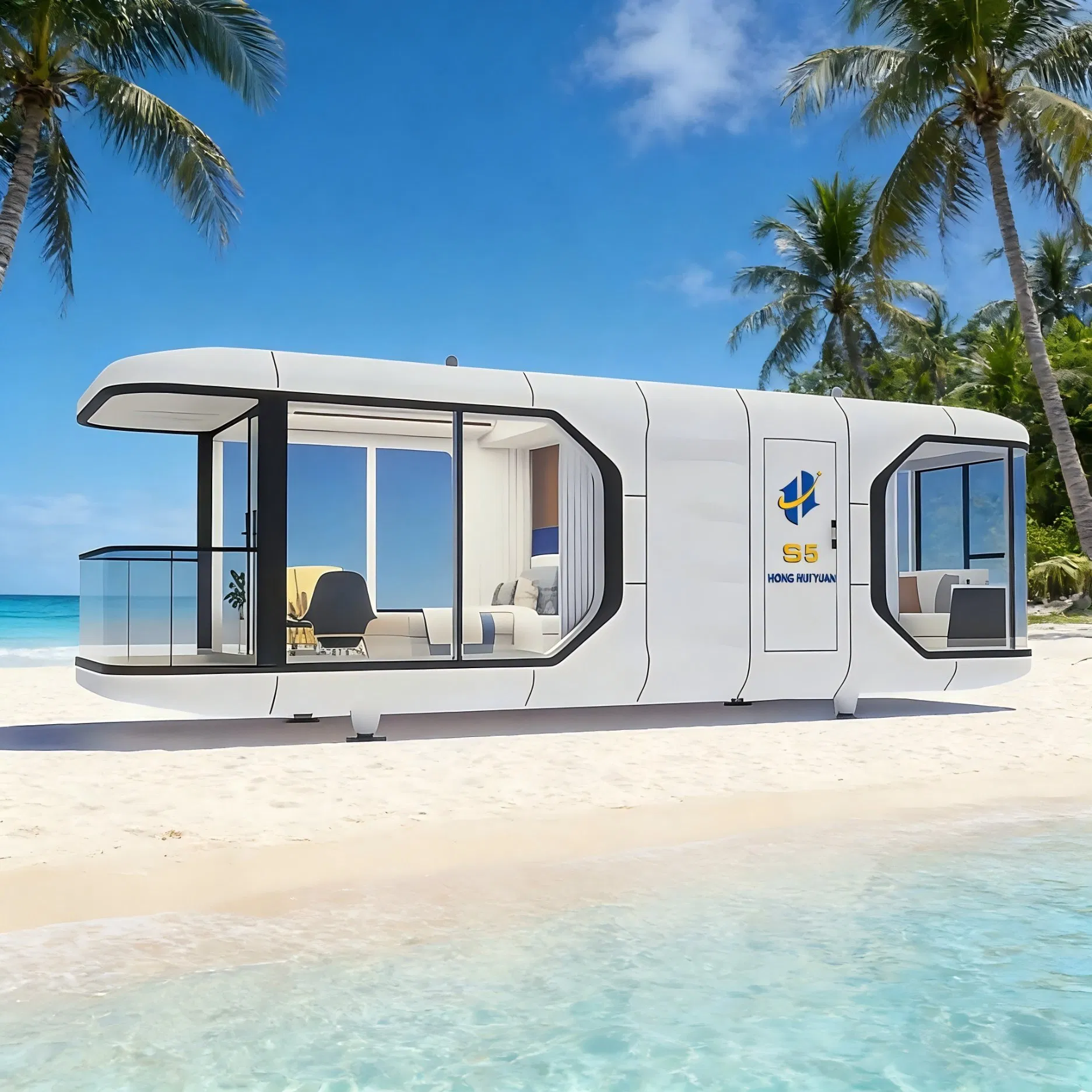 Casa cápsula de diseño de alta gama para oficina de resort de lujo, unidad modular moderna