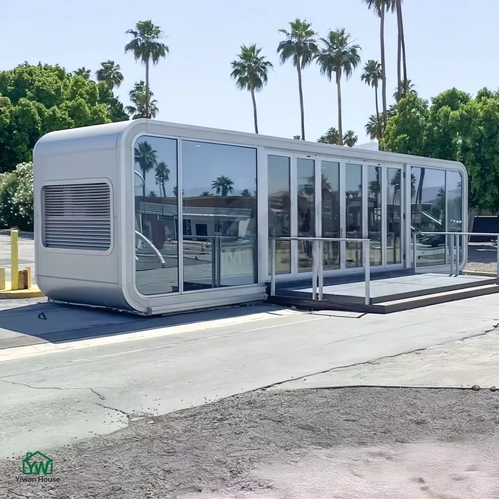 Construcción de bajo carbono y ahorro de energía, fábrica de cabañas de manzana, precio moderno de casa cápsula modular, casa prefabricada de estructura de acero, cabaña ecológica verde para turismo