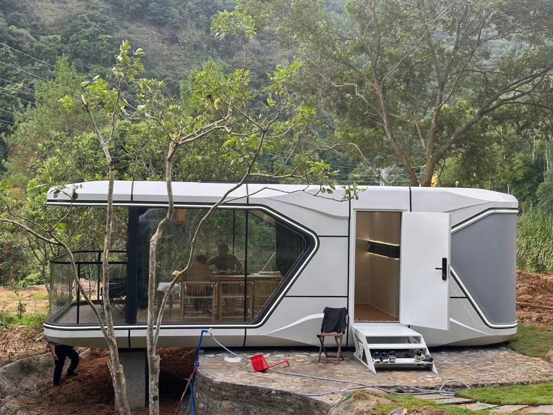 Casas cápsula prefabricadas de diseño popular para uso en hoteles y vacaciones