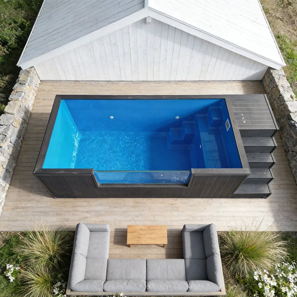 Piscina de inmersión pequeña de bajo mantenimiento para resort - Diseño modular de fibra de vidrio con ventana de acrílico, instalación fácil sobre el suelo para patio trasero compacto