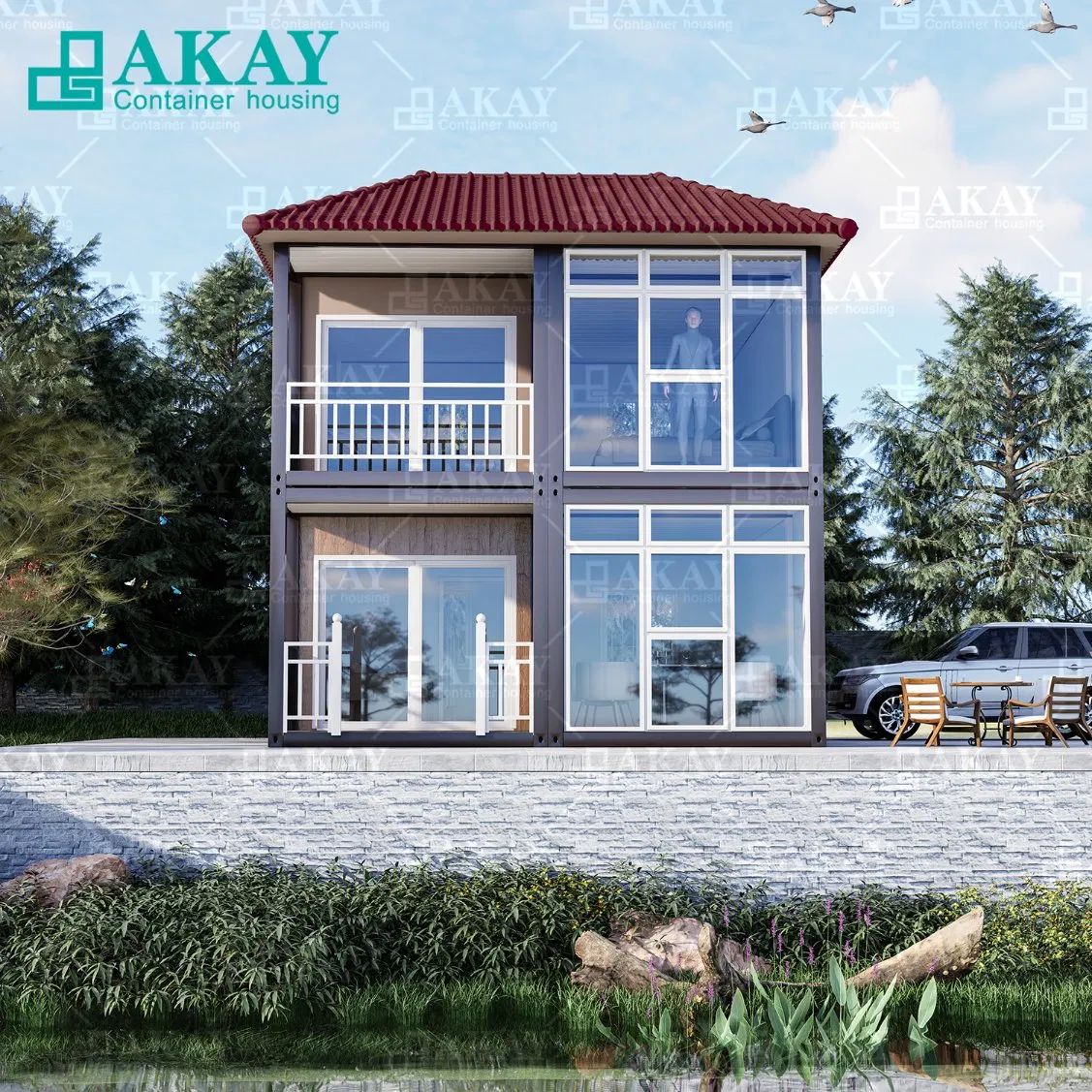 Casa Contenedor Modular de Lujo de Dos Pisos, Casa Prefabricada de Alta Gama, Casa Movible Personalizada y Desmontable