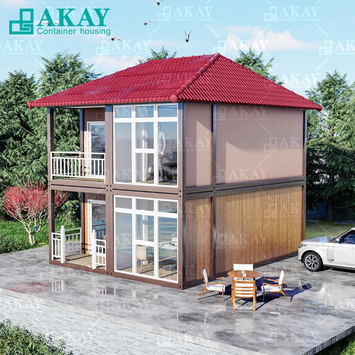 Casa Contenedor Modular de Lujo de Dos Pisos, Casa Prefabricada de Alta Gama, Casa Movible Personalizada y Desmontable