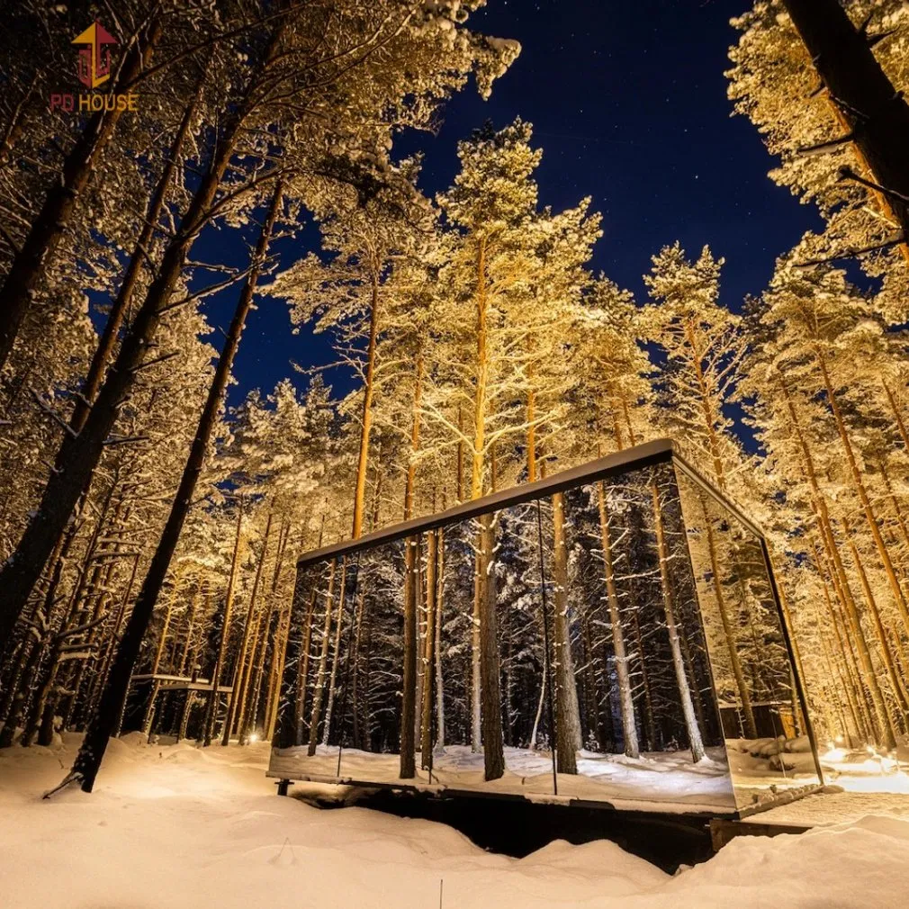 Casa Espejo de Lujo Diseño Nórdico Premium Cabaña Prefabricada Módulo de Glamping Casa Pequeña