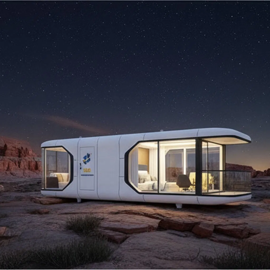 Cápsula hotelera de lujo ecológica para glamping, villa prefabricada para sitio de camping en resort turístico