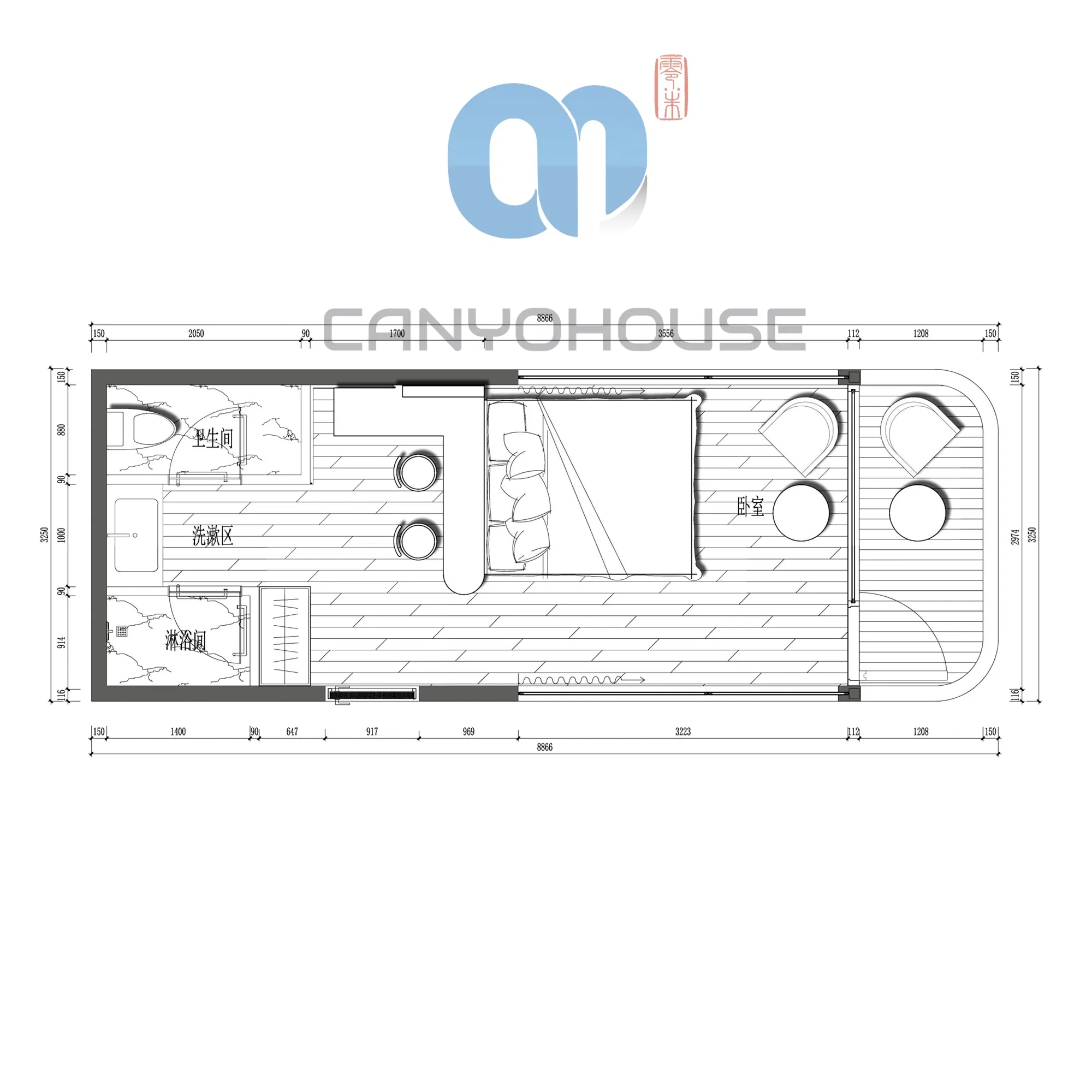 Casa cápsula modular portátil prefabricada, casa boutique hotel