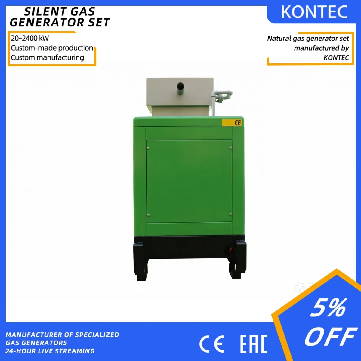 10kw Generador de gas portátil super silencioso enfriado por aire para uso doméstico