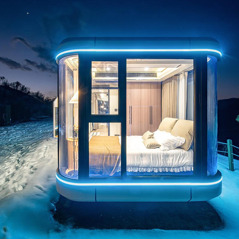 Cápsula Espacial Casa Cápsula Casa Prefabricada para Resort Frente al Mar con Estructura Resistente a Huracanes