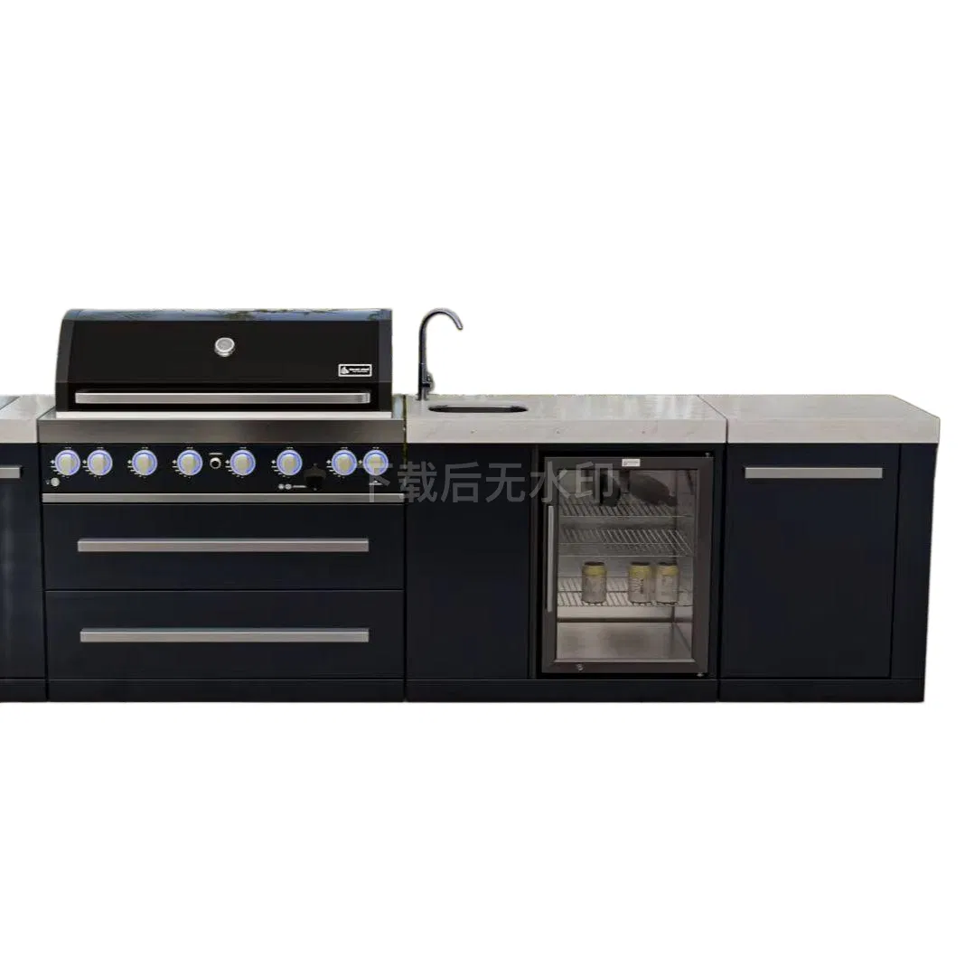 Muebles de cocina al aire libre modulares de acero inoxidable personalizados más populares, isla de cocina al aire libre BBQ
