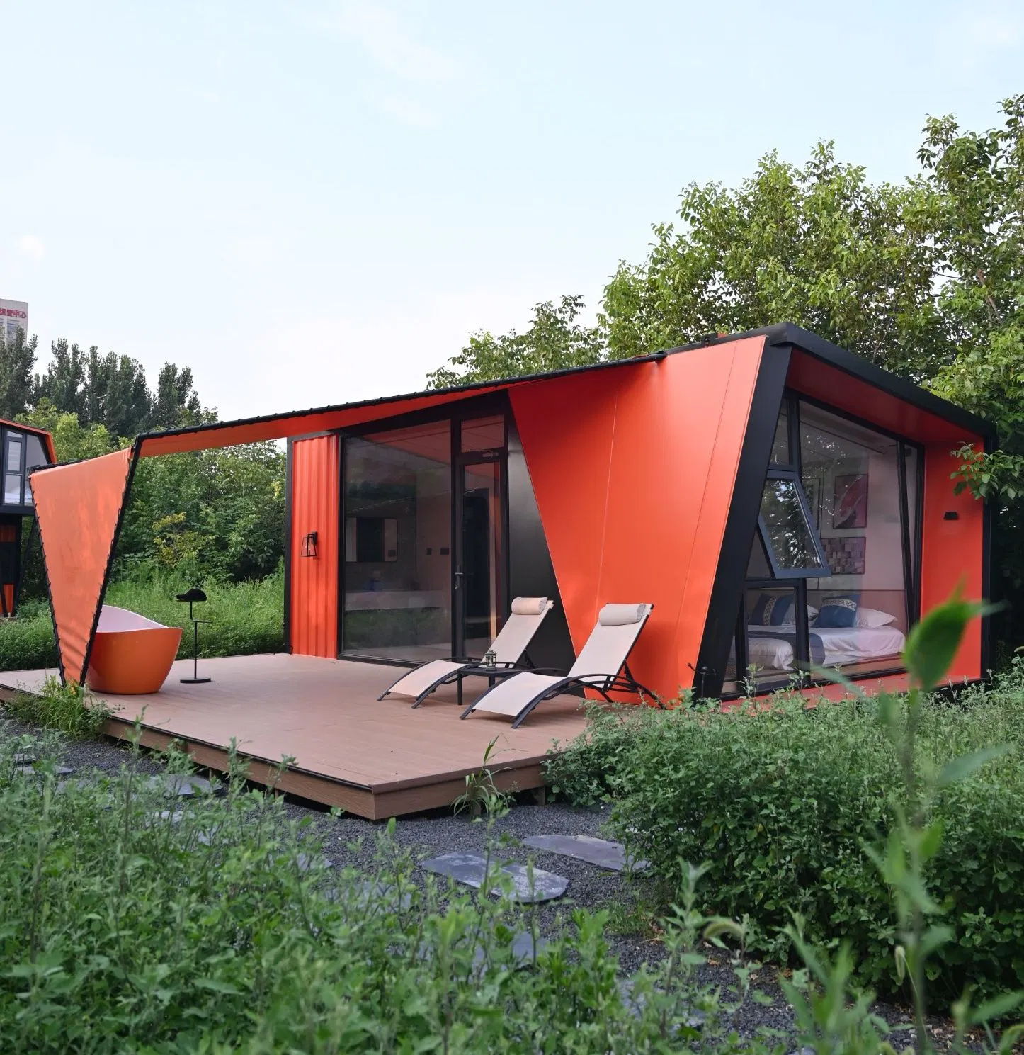 Sitio de glamping, resort de alta gama, casa modular de acero de ensamblaje rápido, cabaña de manzana