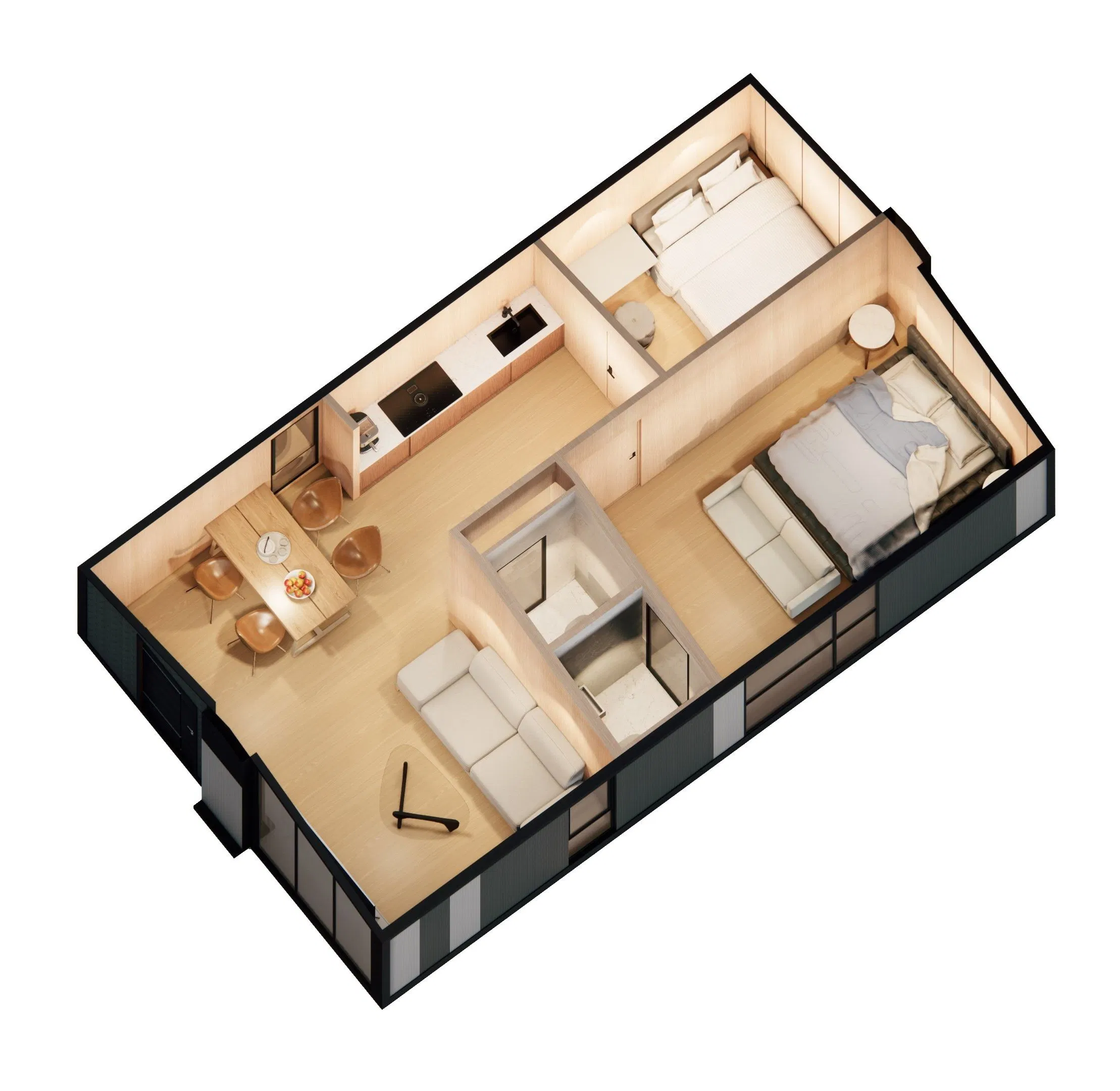 Villa de Techo a Dos Aguas Modular Personalizada para Desarrollador Inmobiliario Edificio Prefabricado