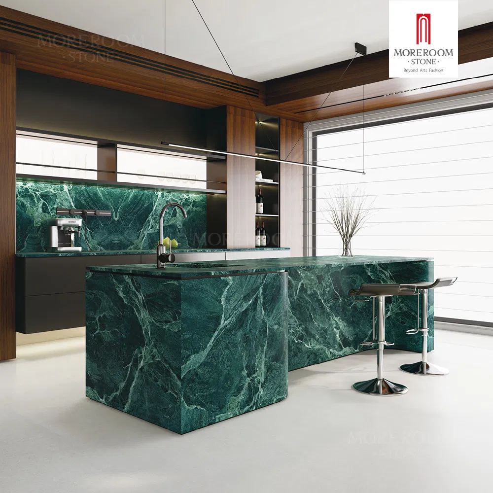 Isla de cocina modular moderna con tapa de mármol profesional