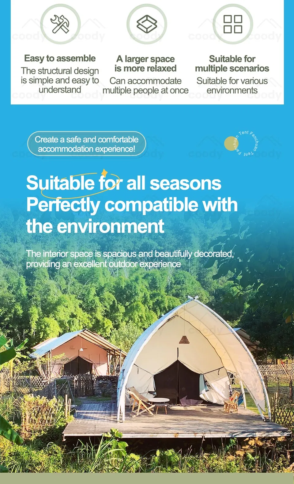 Camping Eco Modular Resorts Lujo Fanchuan Safari Navegación Coody Glamping Hotel Tienda