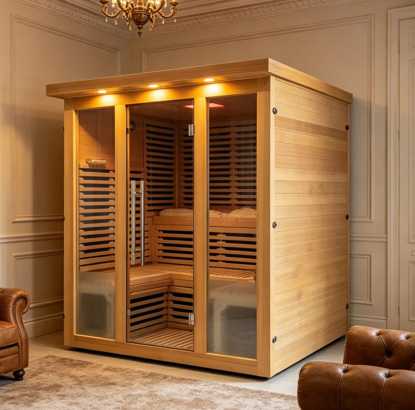 Sala de sauna de farinfra rojo innovadora, experiencia de spa resort