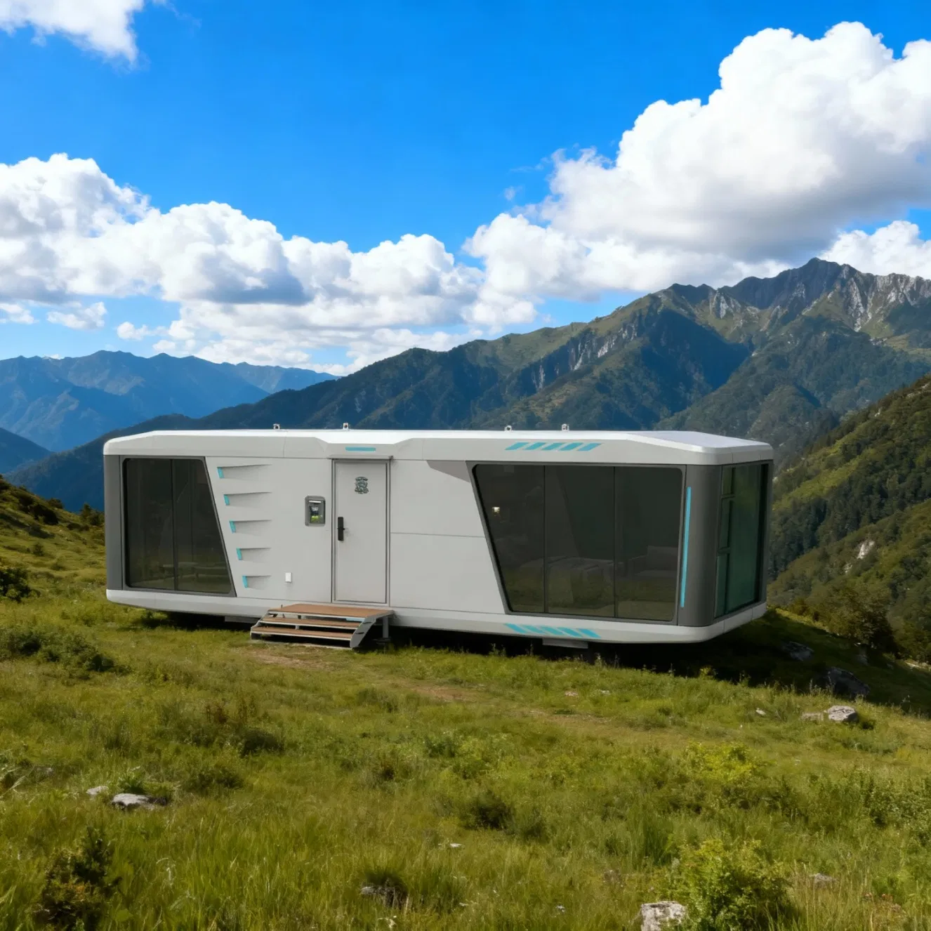 Cápsula espacial modular duradera y resistente a la corrosión para alojamiento en un resort isleño