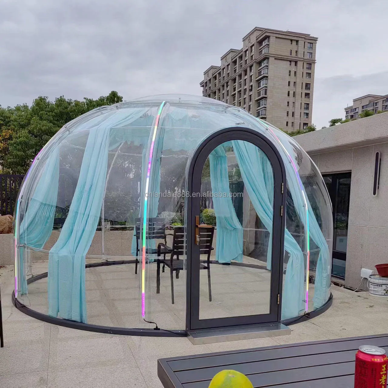 Última tienda prefabricada impermeable transparente para camping, tienda de espuma de PC, casa de cúpula transparente, cabaña prefabricada