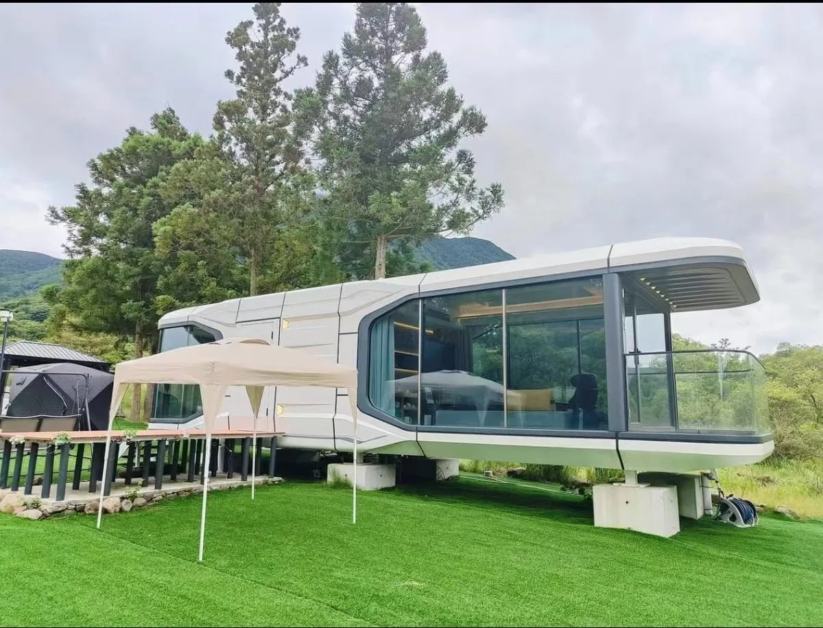 Casa modular portátil de lujo moderno para hotel, hotel prefabricado, cápsula de contenedor, habitación cápsula espacial