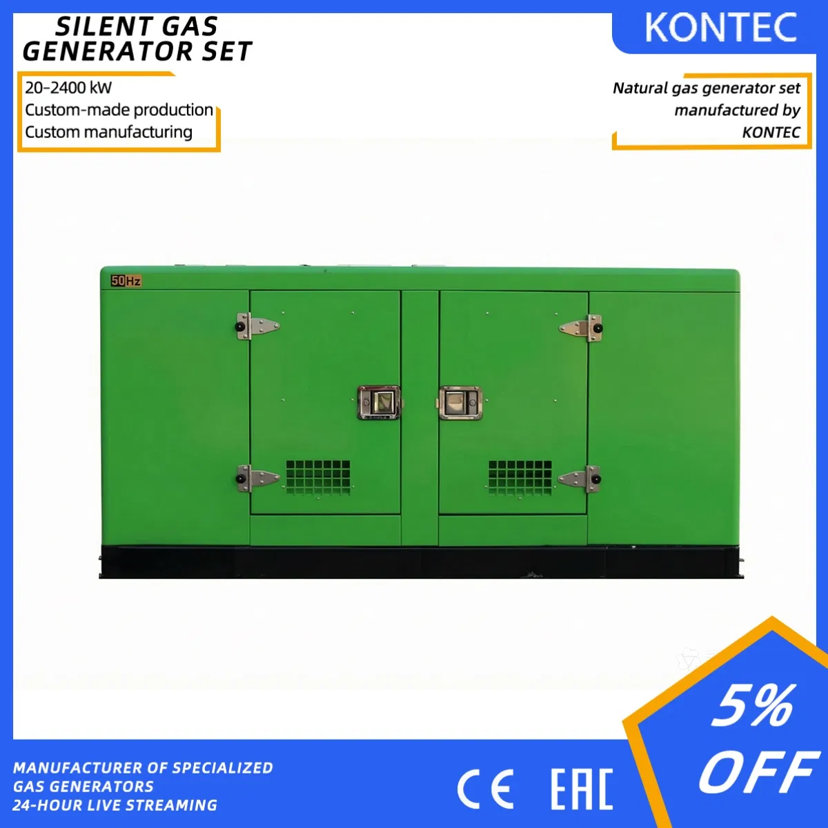 10kw Generador de gas portátil super silencioso enfriado por aire para uso doméstico