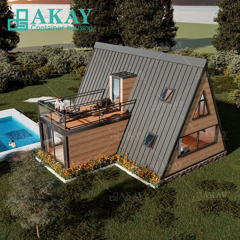 Casa Modular Prefabricada Casa en A Triangular de Alta Gama Instalación Rápida Contenedor Villa Prefabricada con Terraza