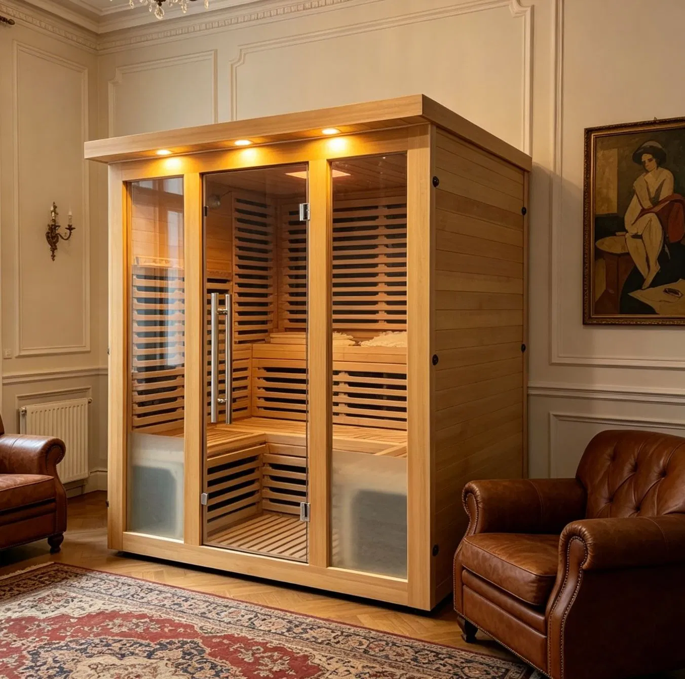 Sala de sauna de farinfra rojo innovadora, experiencia de spa resort
