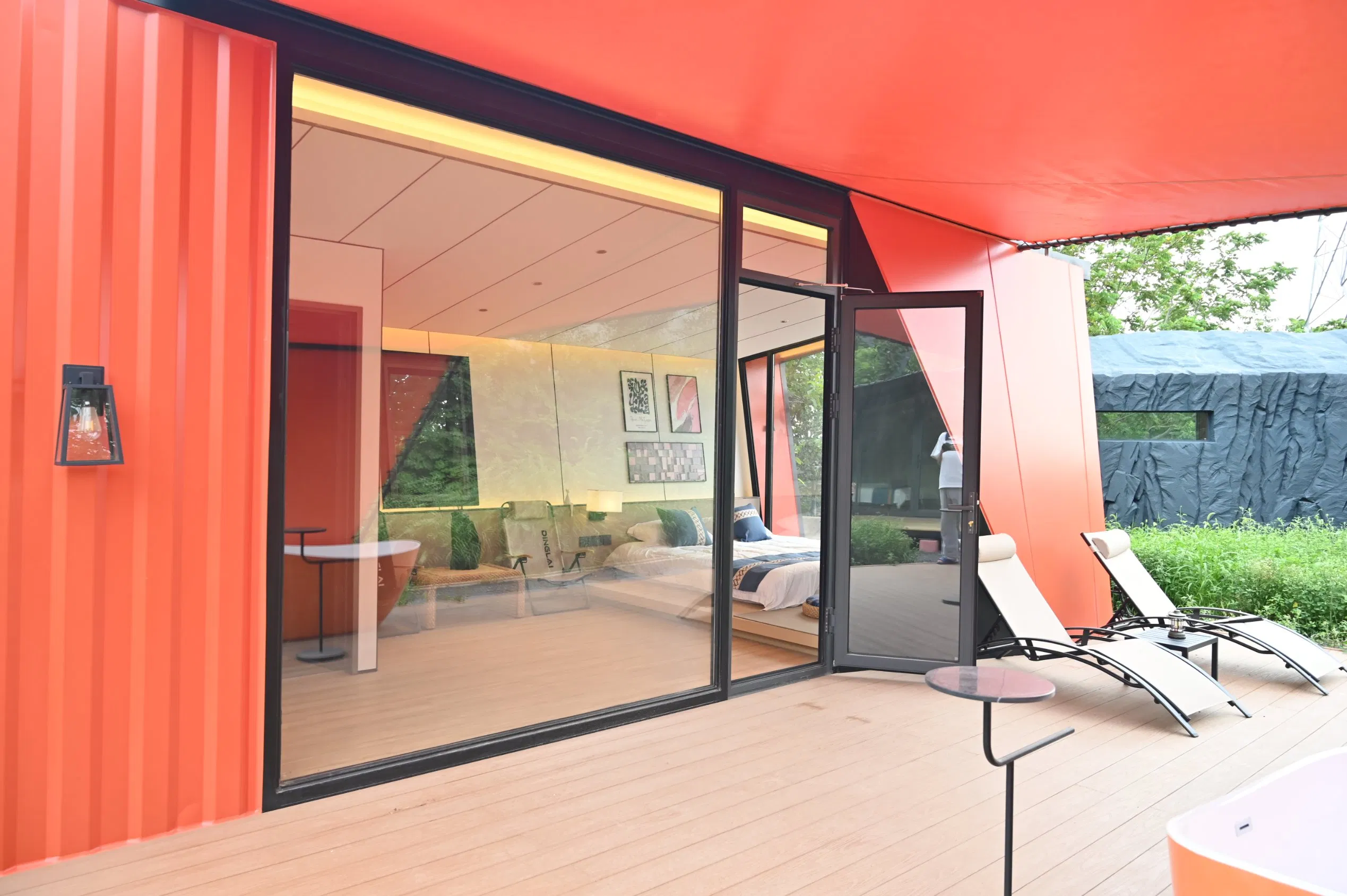 Sitio de glamping, resort de alta gama, casa modular de acero de ensamblaje rápido, cabaña de manzana