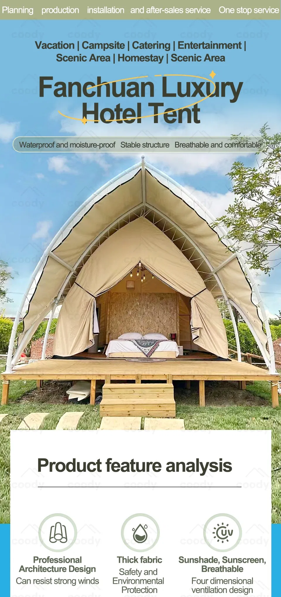 Camping Eco Modular Resorts Lujo Fanchuan Safari Navegación Coody Glamping Hotel Tienda