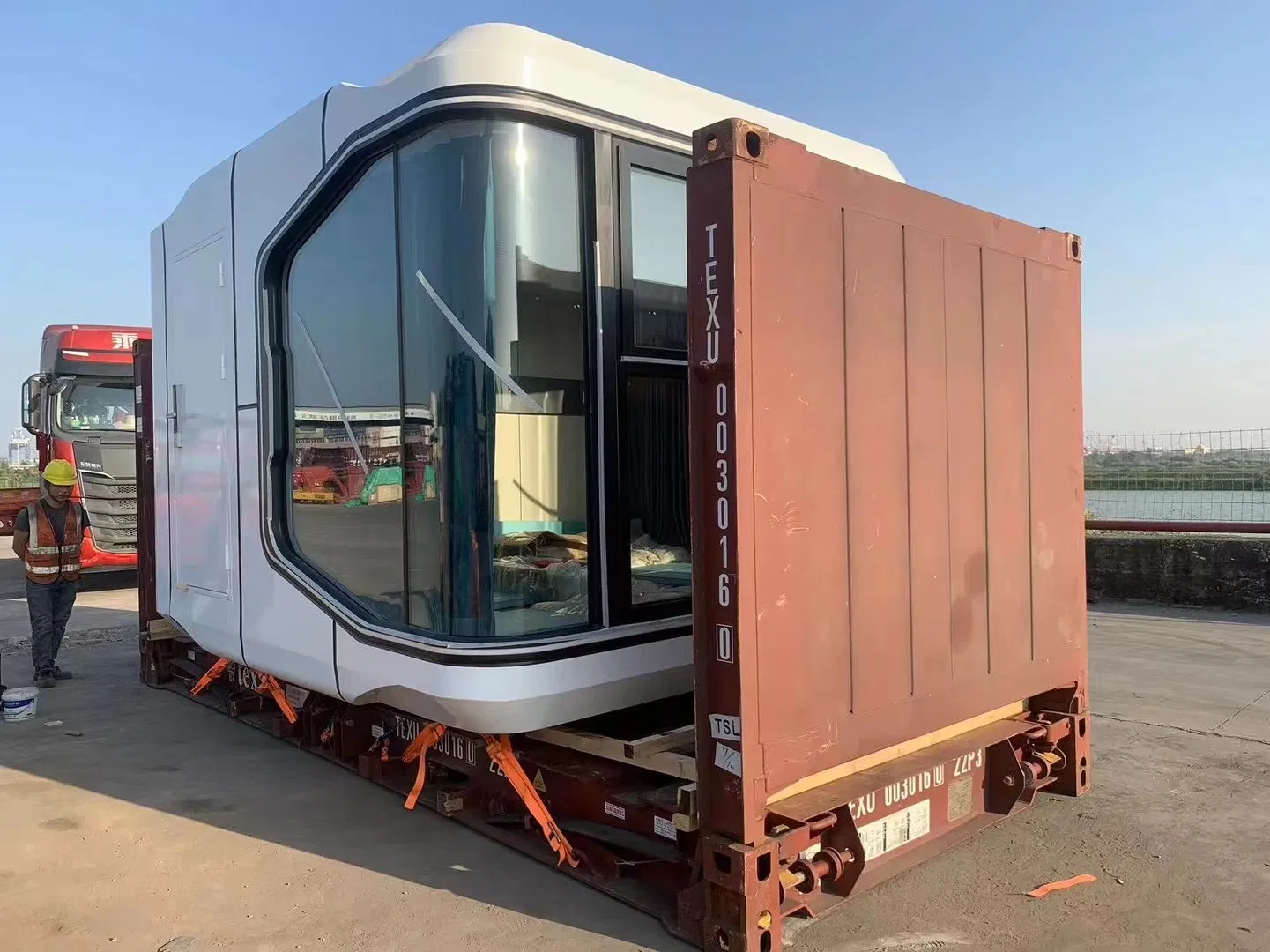 40FT Comercio Modular Lujo Prefabricado Acero Inteligente Tiny Espacio Cápsula Casa Prefabricada