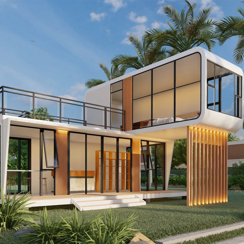 Casa cápsula ecológica modular de acero de lujo y amigable con el medio ambiente