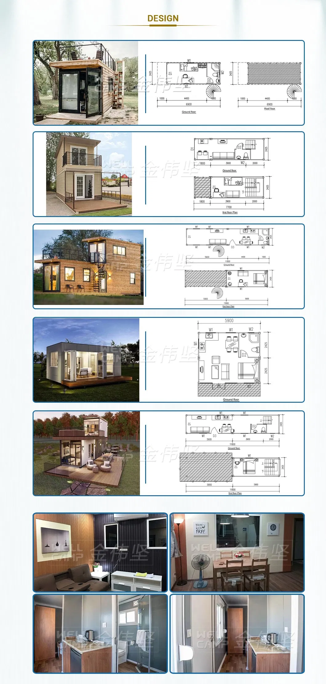 Estructura y montaje de oficina móvil casa prefabricada