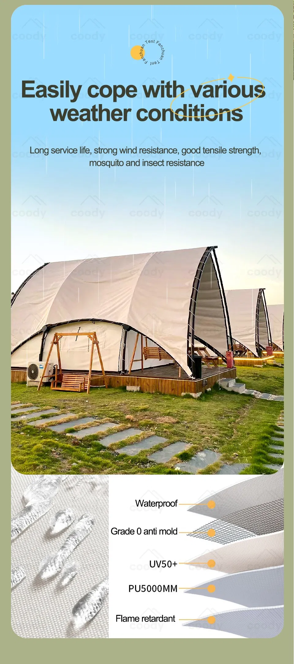 Camping Eco Modular Resorts Lujo Fanchuan Safari Navegación Coody Glamping Hotel Tienda