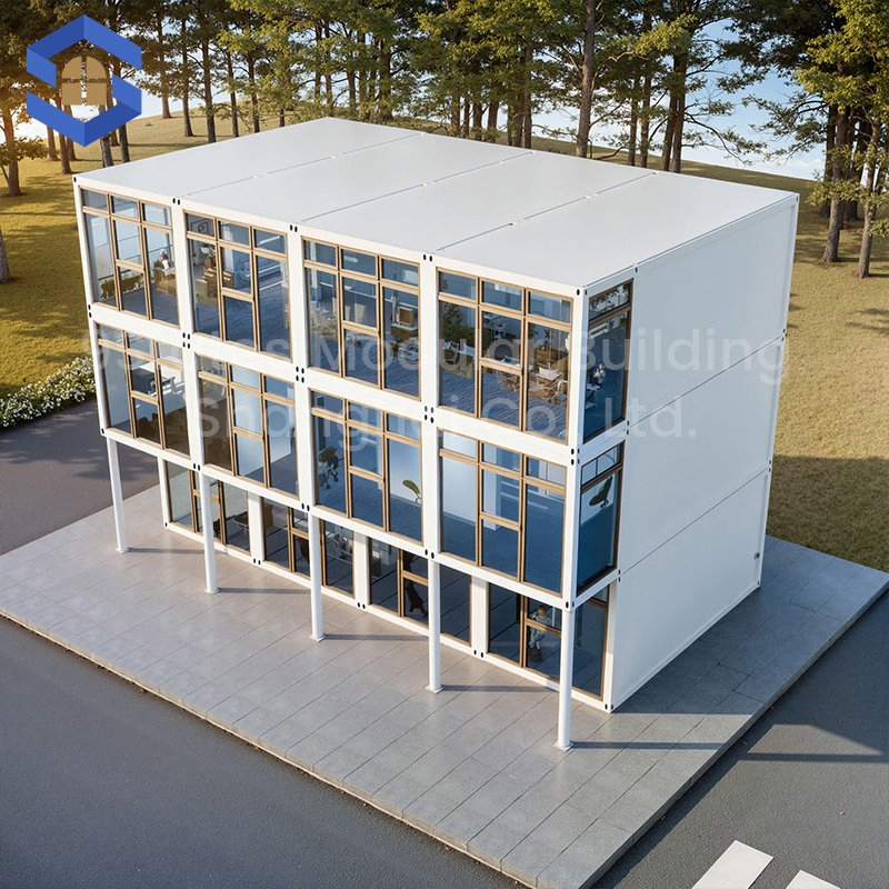 Casa Modular Elegante a Prueba de Fuego 2-Story Casa Contenedor de Paquete Plano con Balcón para Uso en Resort Contemporáneo en Montaña Escénica