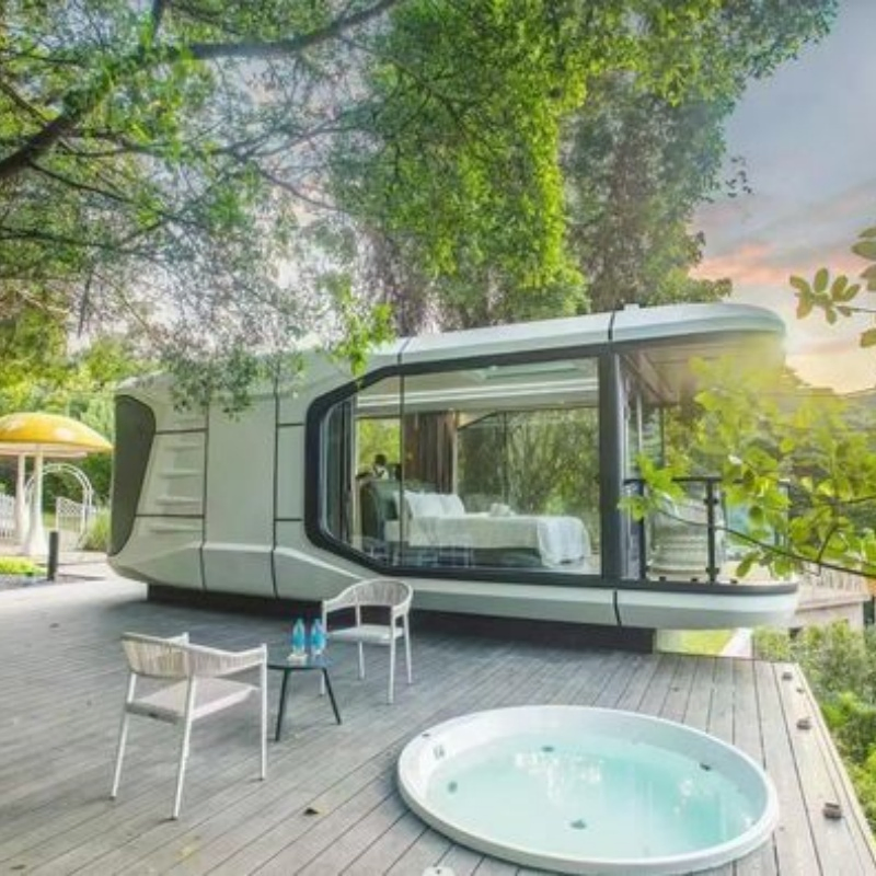 Casa móvil prefabricada pequeña moderna, mini casa modular personalizada, espacio de oficina cápsula