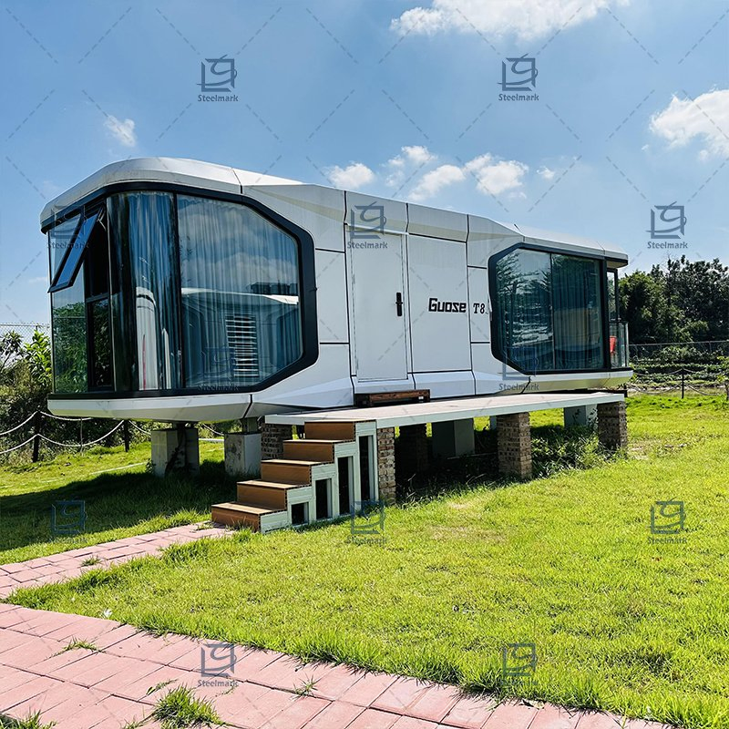 Vivienda prefabricada directa de fábrica, estructura móvil de hotel modular de acero y aluminio, vivienda ecológica en cápsula