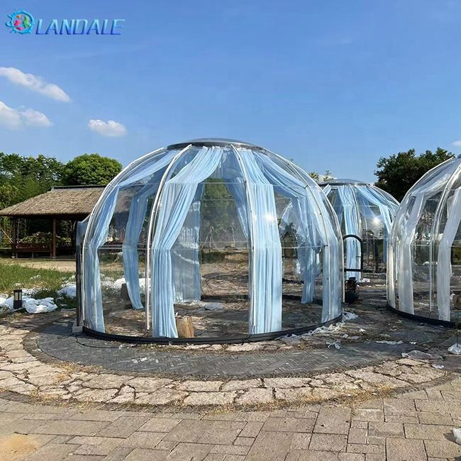 Última tienda prefabricada impermeable transparente para camping, tienda de espuma de PC, casa de cúpula transparente, cabaña prefabricada