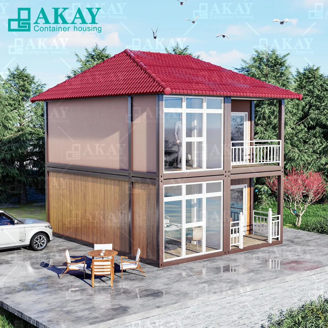 Casa Contenedor Modular de Lujo de Dos Pisos, Casa Prefabricada de Alta Gama, Casa Movible Personalizada y Desmontable
