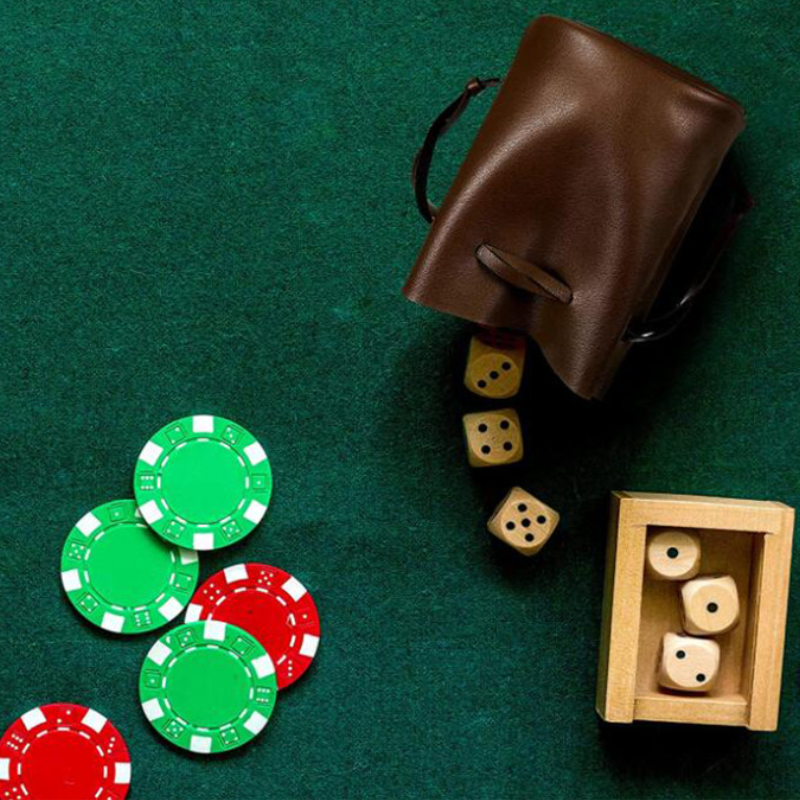 Durable Drawstring Leather Dice Pouch PU Leather Drawstring Pouch Multifunctional Coin Bag for Man Women