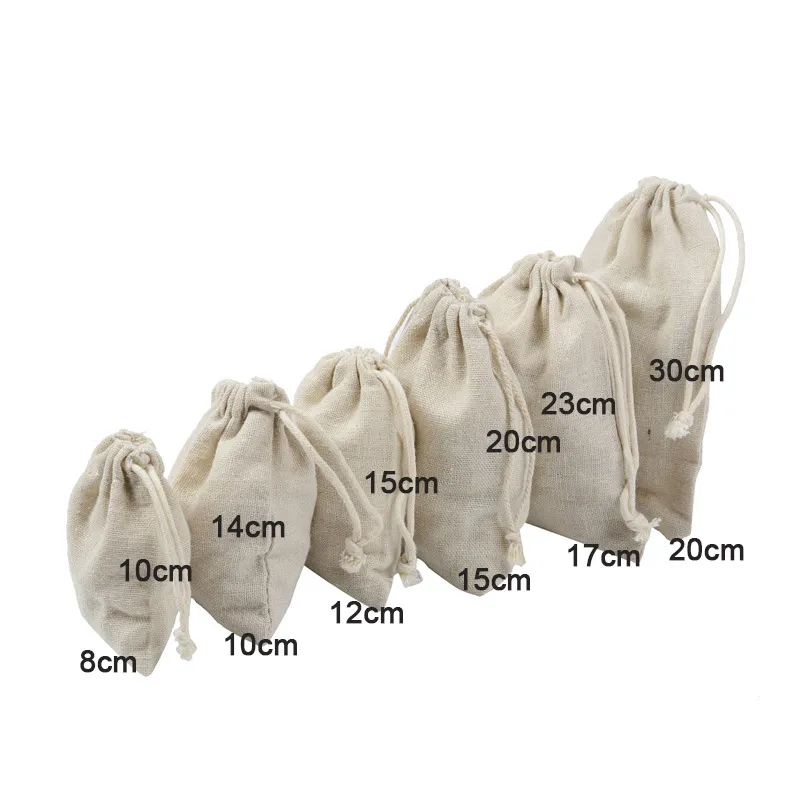 Wholesale Promotion Canvas Drawstring Gift Bag Practical Small Storage Bag Cotton and Linen