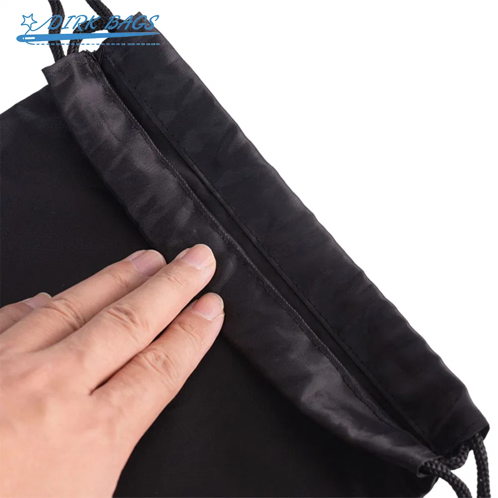 Custom Printed Reusable Black Twill Polyester Fabric Drawstring Packaging Bag Pouch Image 5