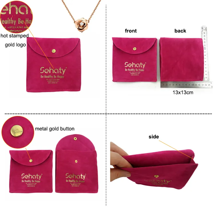 High-End Small Ring Packaging Custom Printed with Logo Silk Suede Microfiber Velvet Gift Jewelry Pouch Bag