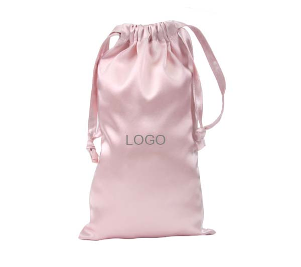 Pink Satin Gift Bag Packaging Jewelry Pouch Pure Silk Drawstring Pouch Eye Mask Sachet Print Logo
