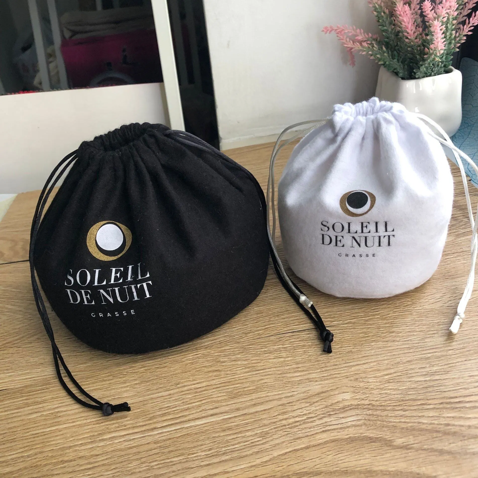 Round Cotton Linen Canvas Gift Drawstring Dust Bag