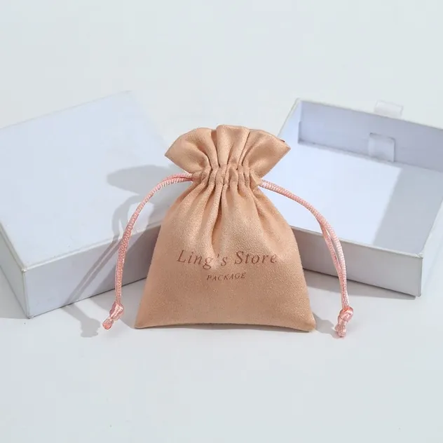 Wholesale Custom Printed Personalized Promotional Small Jewellery Drawstring Bag Suede Jewelry Gift Pouches