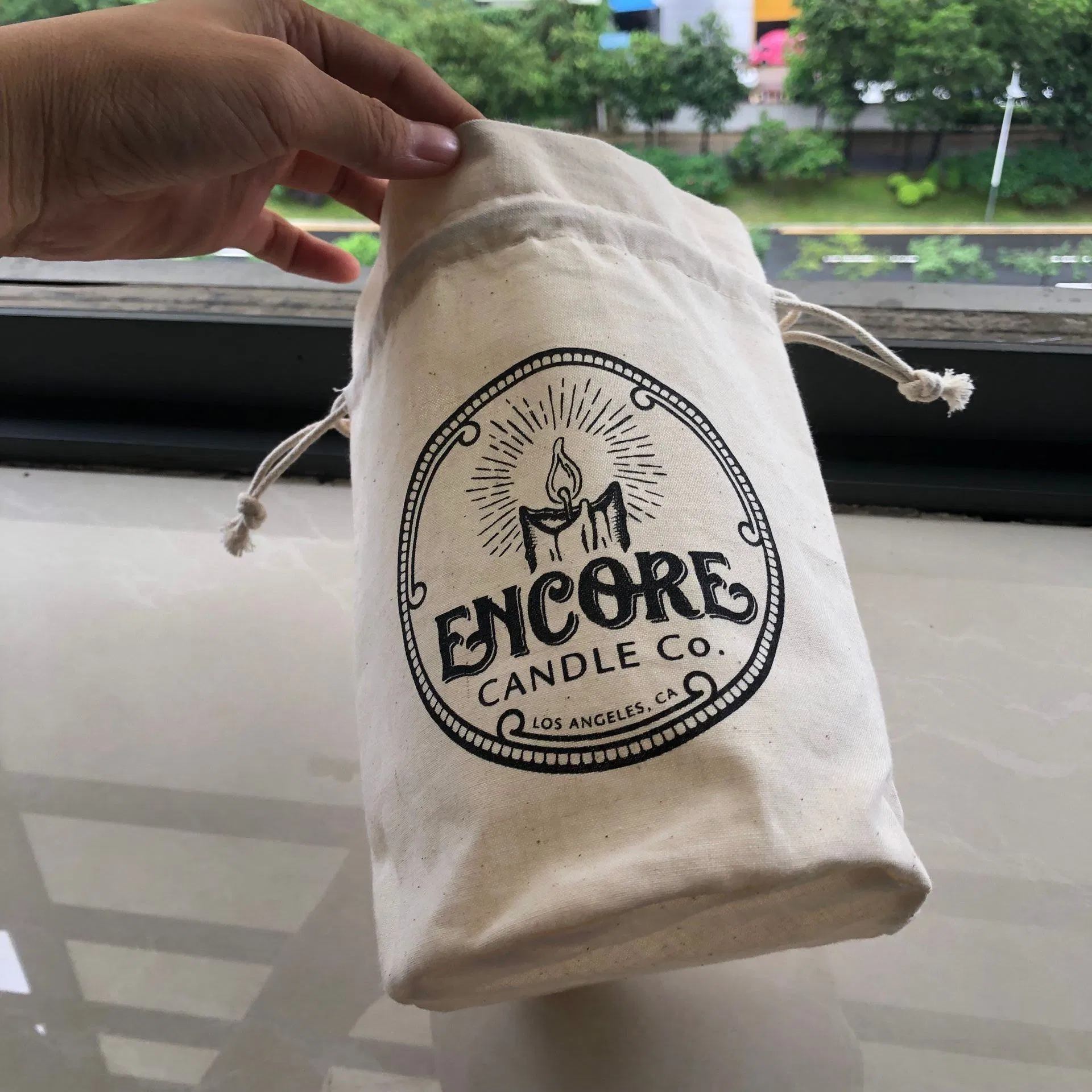 Round Cotton Linen Canvas Gift Drawstring Dust Bag